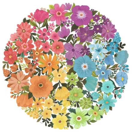 RAVENSBURGER Kulaté puzzle Kruh barev: Květiny 500 dílků 145945