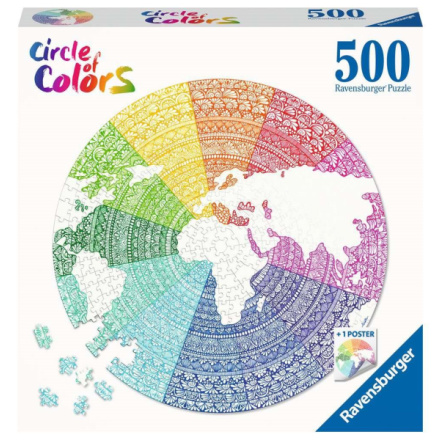 RAVENSBURGER Kulaté puzzle Kruh barev: Mandala 500 dílků 145946