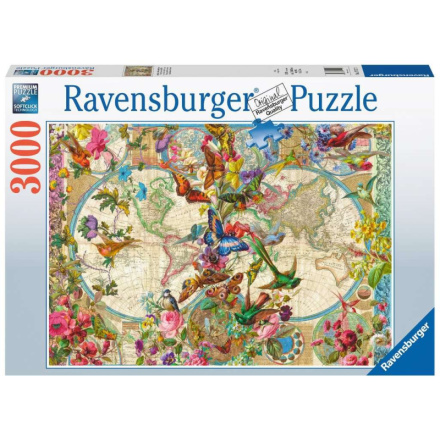 RAVENSBURGER Puzzle Mapa světa s flórou a faunou 3000 dílků 146355