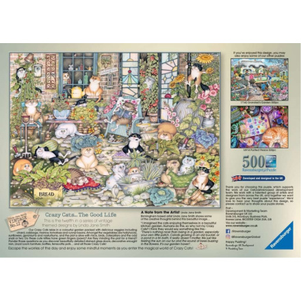 RAVENSBURGER Puzzle Crazy Cats: Kočičí život 500 dílků 146362