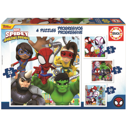 EDUCA Puzzle Spidey a jeho úžasní přátelé 4v1 (12,16,20,25 dílků) 147111