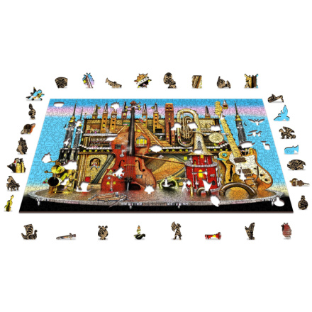 WOODEN CITY Dřevěné puzzle Hudební hrad 2v1, 1010 dílků EKO 147652