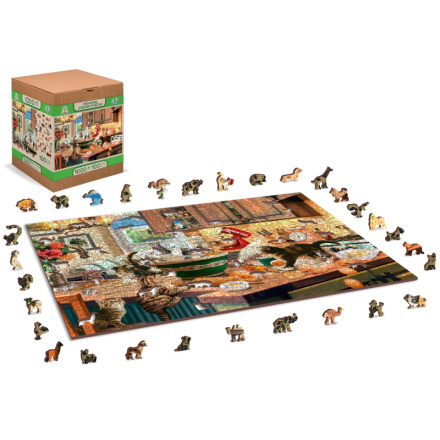 WOODEN CITY Dřevěné puzzle Neposedná koťátka v kuchyni 2v1, 1010 dílků EKO 147656