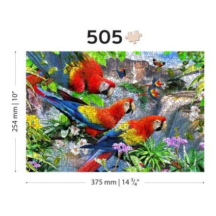 WOODEN CITY Dřevěné puzzle Ostrov papoušků 2v1, 505 dílků EKO 147663