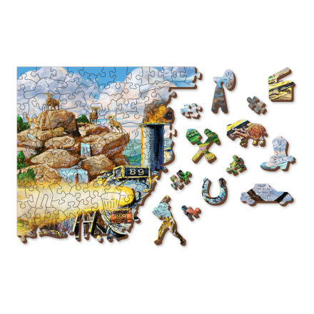 WOODEN CITY Dřevěné puzzle Železnice 2v1, 505 dílků EKO 147675