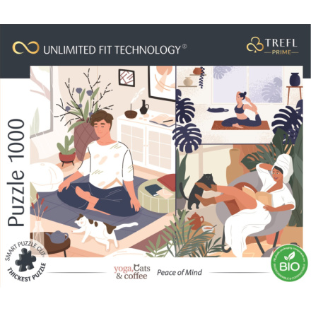 TREFL Puzzle UFT Yoga, Cats & Coffee: Klid v duši 1000 dílků 147679