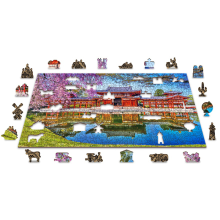 WOODEN CITY Dřevěné puzzle Chrám Byodo-in, Kjóto, Japonsko 2v1, 505 dílků EKO 147682