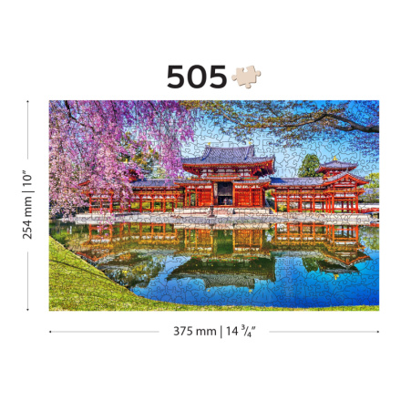 WOODEN CITY Dřevěné puzzle Chrám Byodo-in, Kjóto, Japonsko 2v1, 505 dílků EKO 147682