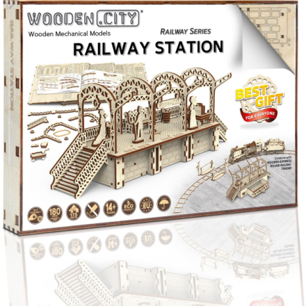 WOODEN CITY 3D puzzle Železniční stanice 175 dílů 147787