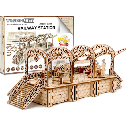 WOODEN CITY 3D puzzle Železniční stanice 175 dílů 147787