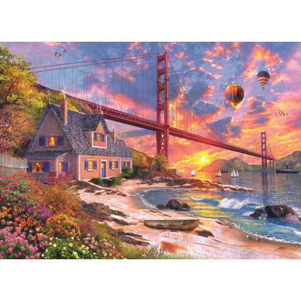 TREFL Wood Craft Origin puzzle Západ slunce nad Golden Gate 1000 dílků 147849