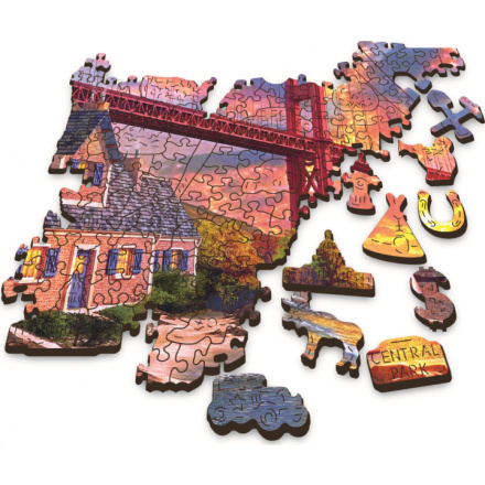 TREFL Wood Craft Origin puzzle Západ slunce nad Golden Gate 1000 dílků 147849