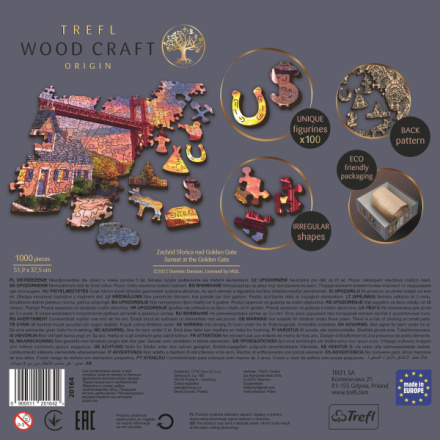 TREFL Wood Craft Origin puzzle Západ slunce nad Golden Gate 1000 dílků 147849