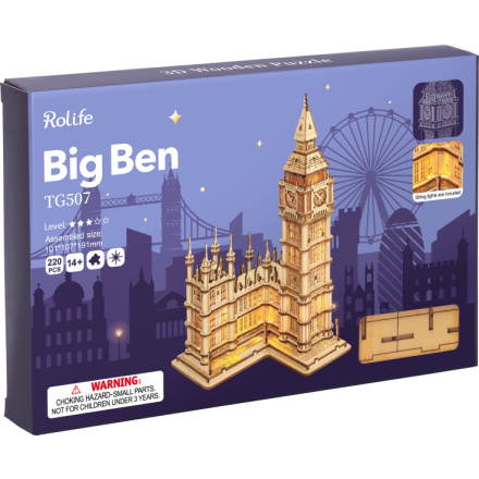 ROBOTIME Rolife Svítící 3D dřevěné puzzle Big Ben 220 dílků 147977