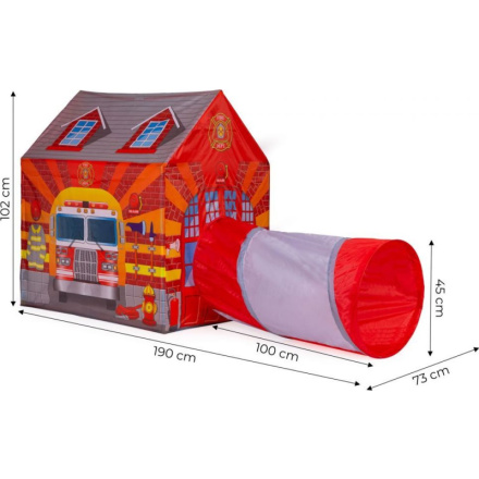 ECOTOYS Dětský stan na hraní s tunelem Hasičská stanice 148154