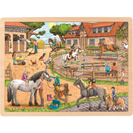 GOKI Dřevěné puzzle Jezdecká stáj 96 dílků 148276