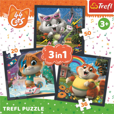 TREFL Puzzle 44 koček: Seznamte se s kočkami 3v1 (20,36,50 dílků) 149398