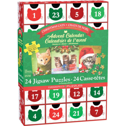 EUROGRAPHICS Puzzle Adventní kalendář: Vánoční kočky 24x50 dílků 149724