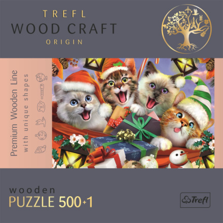 TREFL Wood Craft Origin puzzle Vánoční kočky 501 dílků 149846