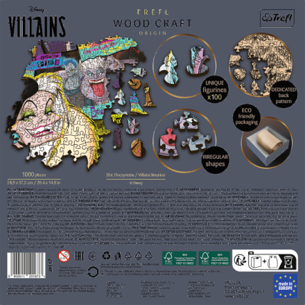 TREFL Wood Craft Origin puzzle Disney: Setkání záporáků 1000 dílků 149851