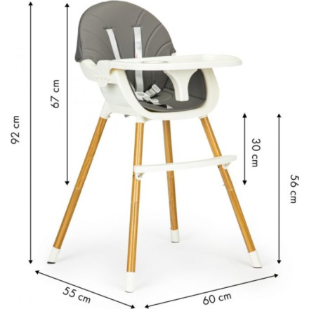 ECOTOYS Jídelní židlička 2v1 Šedá 149975