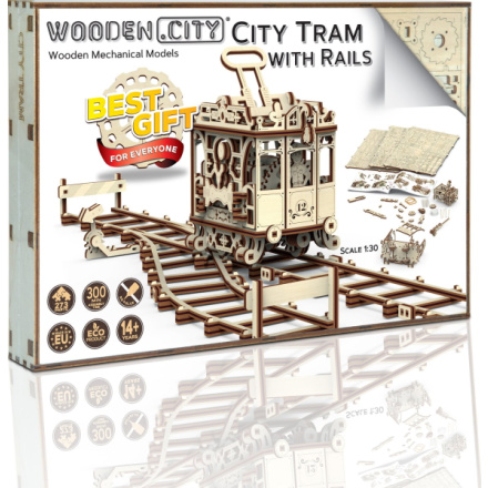 WOODEN CITY 3D puzzle Tramvaj s kolejemi 273 dílů 150381