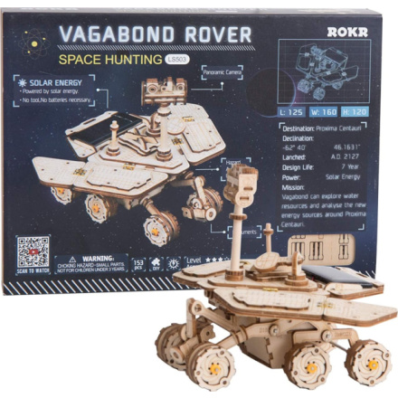 ROBOTIME Rokr 3D dřevěné puzzle Planetární vozítko Vagabond Rover na solární pohon 153 dílků 150997