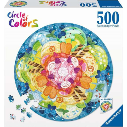 RAVENSBURGER Kulaté puzzle Kruh barev: Zmrzlina 500 dílků 151506