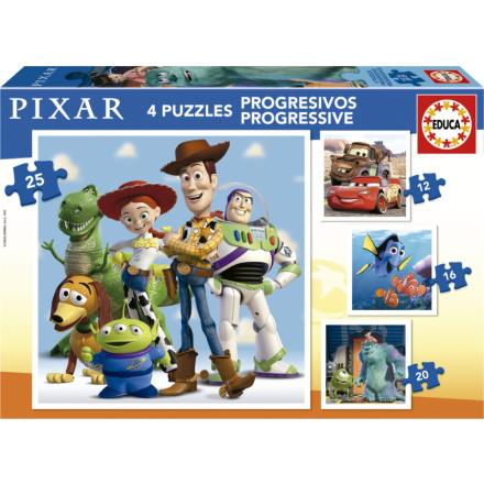 EDUCA Puzzle Disney Pixar 4v1 (12,16,20,25 dílků) 152686