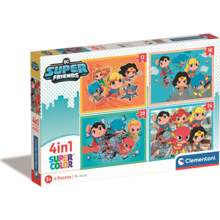 CLEMENTONI Puzzle DC Super Friends 4v1 (12+16+20+24 dílků) 152789