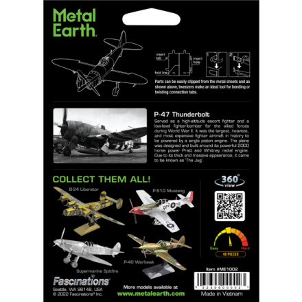 METAL EARTH 3D puzzle P-47 48 (dílků) Thunderbolt 153190