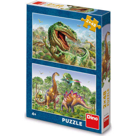 Puzzle Souboj dinosaurů 2x48 dílků 153219