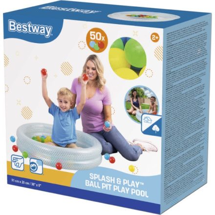 BESTWAY Dětský bazén s míčky kruh 91cm Modrý 153695