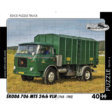 RETRO-AUTA Puzzle TRUCK č.4 Škoda 706 MTS 24ch VLH (1968-1988) 40 dílků 153825