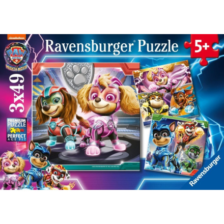 RAVENSBURGER Puzzle Tlapková patrola ve velkofilmu 3x49 dílků 155436