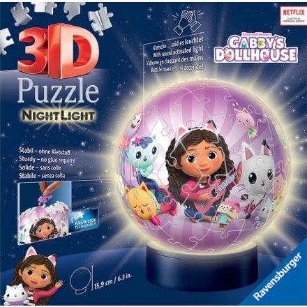 RAVENSBURGER 3D Svítící puzzleball Gábinin kouzelný domek 74 dílků 156224