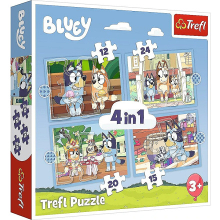 TREFL Puzzle Bluey a její svět 4v1 (12,15,20,24 dílků) 156459