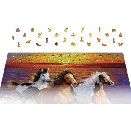 WOODEN CITY Dřevěné puzzle Divocí koně na pláži 4000 dílků 157225