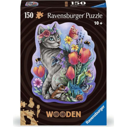 RAVENSBURGER Dřevěné obrysové puzzle Kouzelná kočka 150 dílků 157941