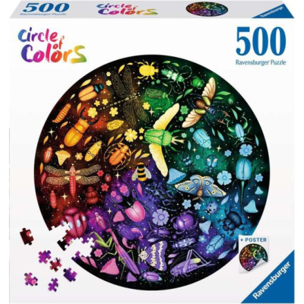 RAVENSBURGER Kulaté puzzle Kruh barev: Svět hmyzu 500 dílků 157956