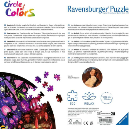 RAVENSBURGER Kulaté puzzle Kruh barev: Svět hmyzu 500 dílků 157956