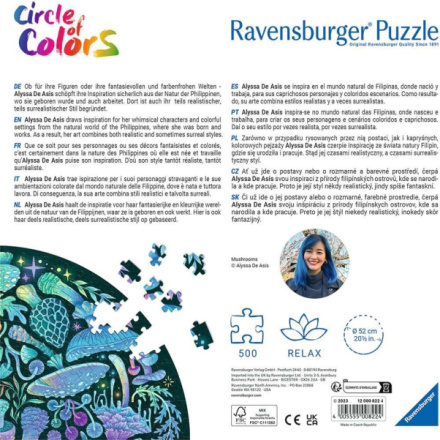 RAVENSBURGER Kulaté puzzle Kruh barev: Houby 500 dílků 157958