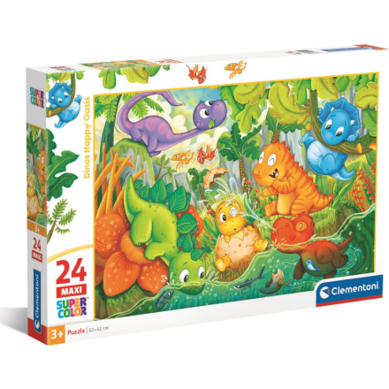 CLEMENTONI Puzzle Šťastná oáza dinosaurů MAXI 24 dílků 158302