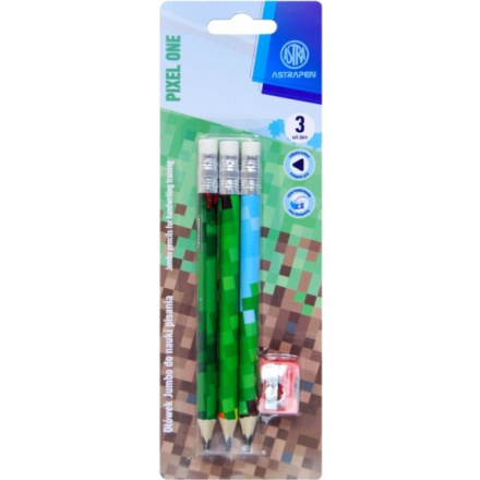ASTRA Trojhranná tužka HB Pixel One 3ks s ořezávátkem 158535