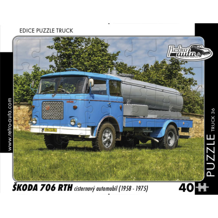 RETRO-AUTA Puzzle TRUCK č.36 Škoda 706 RTH cisternový automobil (1958 - 1975) 40 dílků 158559