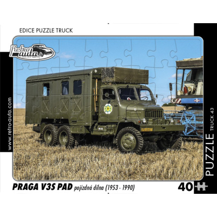 RETRO-AUTA Puzzle TRUCK č.43 Praga V3S PAD pojízdná dílna (1953 - 1990) 40 dílků 158570