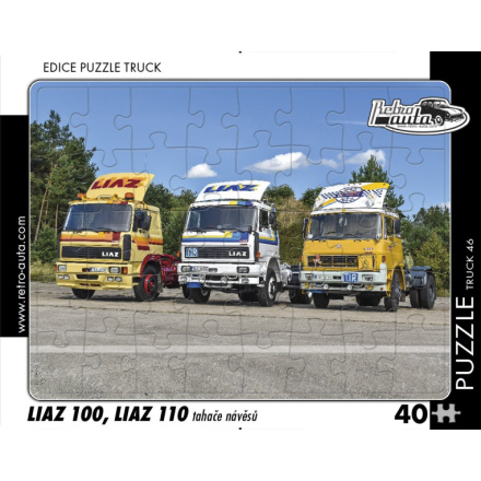 RETRO-AUTA Puzzle TRUCK č.46 LIAZ 100, LIAZ 110 tahače návěsů 40 dílků 158573