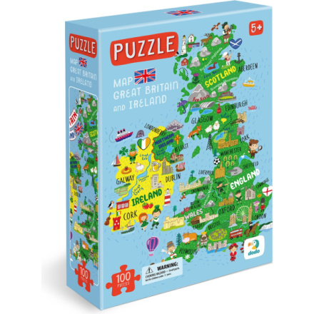 DODO Puzzle Mapa Velké Británie a Severního Irska 100 dílků 158995