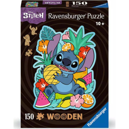 RAVENSBURGER Dřevěné obrysové puzzle Disney: Stitch 150 dílků 159006