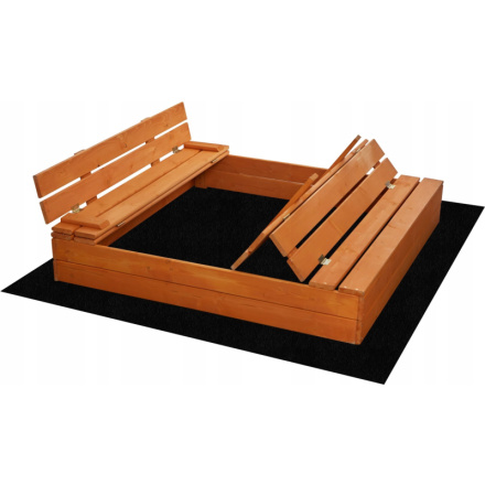 SAND TROPIC Dřevěné pískoviště s lavičkami a příslušenstvím 100x100cm (impregnované) 159909